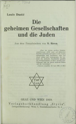 Die geheimen Gesellschaften und die Juden